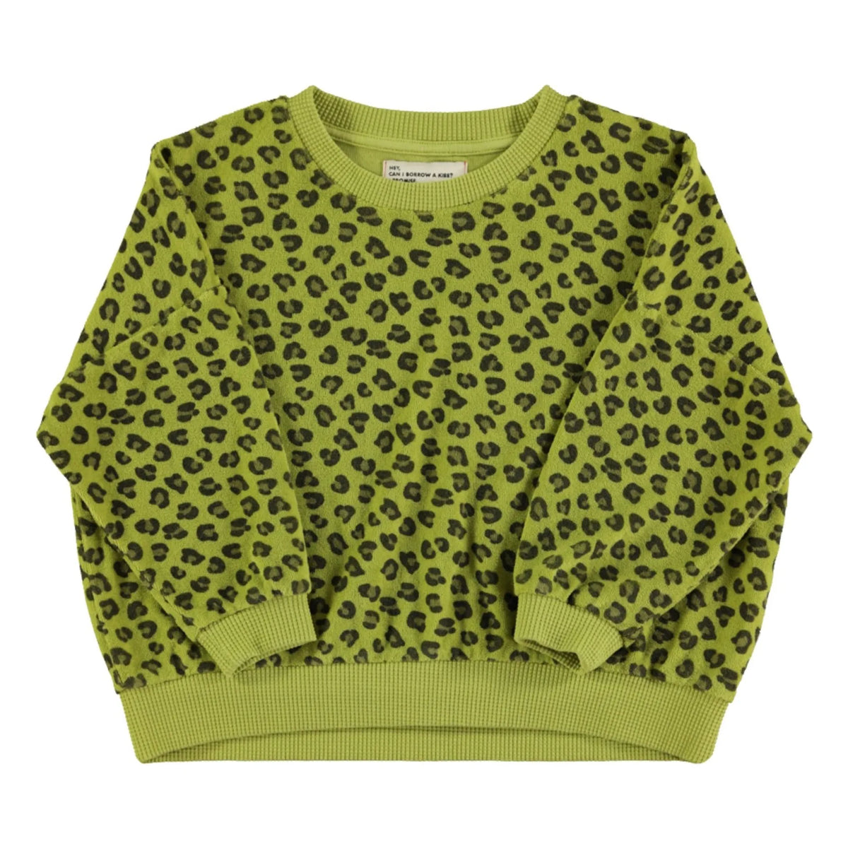 Frottee Pullover Grün mit Animal Print